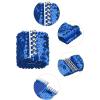 imageuxcell Ladies Sequins Decor Metal Interlooking Buckles Elastic Waist BeltBlue  Blue