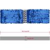 imageuxcell Ladies Sequins Decor Metal Interlooking Buckles Elastic Waist BeltBlue  Blue