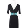 imageuxcell Ladies Sequins Decor Metal Interlooking Buckles Elastic Waist BeltLight Blue  Light Blue