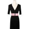 imageuxcell Ladies Sequins Decor Metal Interlooking Buckles Elastic Waist BeltPink  Pink