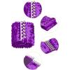 imageuxcell Ladies Sequins Decor Metal Interlooking Buckles Elastic Waist BeltPurple  Purple