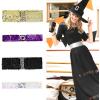 imageuxcell Ladies Sequins Decor Metal Interlooking Buckles Elastic Waist BeltSilver  Silver