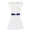 imageuxcell Lady Sequins Decor Metal Interlooking Buckles Elastic Waist BeltRed  Royal Blue