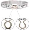 imageuxcell Lady Sequins Decor Metal Interlooking Buckles Elastic Waist BeltSilver  Black