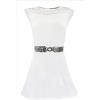 imageuxcell Lady Sequins Decor Metal Interlooking Buckles Elastic Waist BeltSilver  Gold