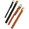 imageuxcell Women Skinny Braided Belt Woven  Pin Buckle Casual Waist Belt for DressesKhakiblack