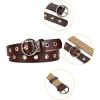 imageuxcell Womens Leather Belt for Jeans Dress Pants Studded Grommet with Circle Metal BuckleDark Brown