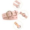 imageuxcell Womens Leather Belt for Jeans Dress Pants Studded Grommet with Circle Metal BucklePink