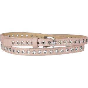 imageAllegra K Grommet Belt Leather Skinny Thin Waist Belts for Women Punk Rock StylePink