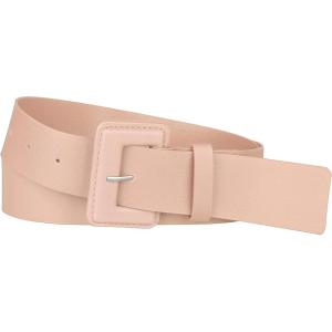 imageAllegra K Ladies Plus Size Pure Belts Adjustable Rectangle Buckle Wide Waistband Belt for DressPink