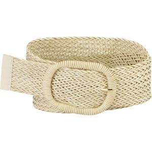 imageAllegra K Women Wide Waist Belts Braided Woven Belts for Dress Chunky BuckleBeige