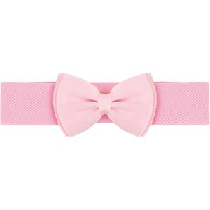 imageAllegra K Womens Bowknot Elastic Belts 24quot Width Elegant Cute Stretchy Cinch Waistband for Dress WeddingPink