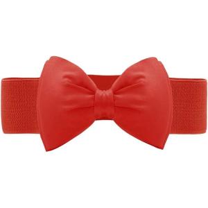 imageAllegra K Womens Bowknot Elastic Belts 24quot Width Elegant Cute Stretchy Cinch Waistband for Dress WeddingRed