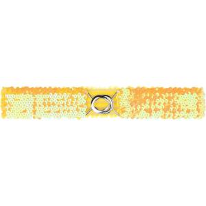 imageAllegra K Womens Plus Size Stretchy Skinny Waist Belts Shiny Sequins Decor Elastic Belts for DressesYellow