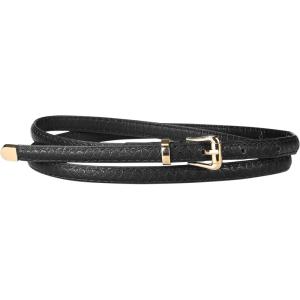 imageAllegra K Womens Skinny Embossed Leather Belts Alloy Pin Buckle Belt for Jeans Dresses PantsBlack