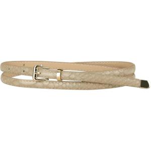 imageAllegra K Womens Skinny Embossed Leather Belts Alloy Pin Buckle Belt for Jeans Dresses PantsLight Khaki
