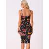 imageAllegra K Floral Cami Dress for Womens Ruched Mesh Side Slit Summer Bodycon DressesBlack