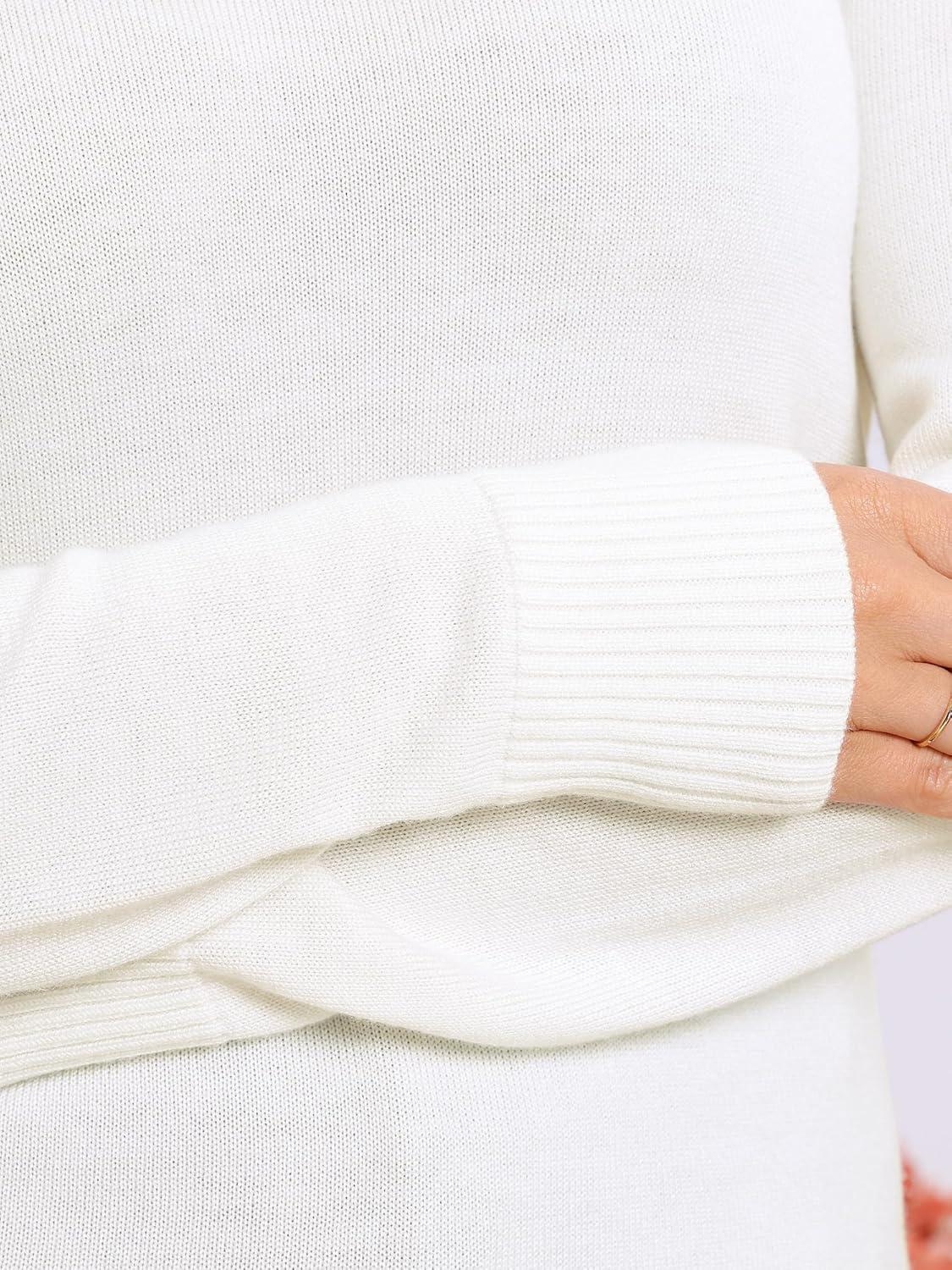 imageAllegra K Casual Lightweight Sweater for Womens Crewneck Fall Winter Loose Pullover Sweaters TrendyWhite