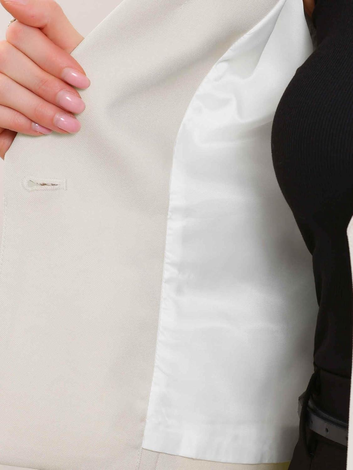 imageAllegra K Cropped Blazer for Women Notched Collar Long Sleeve Suit Jacket Business Casual BlazersWhite