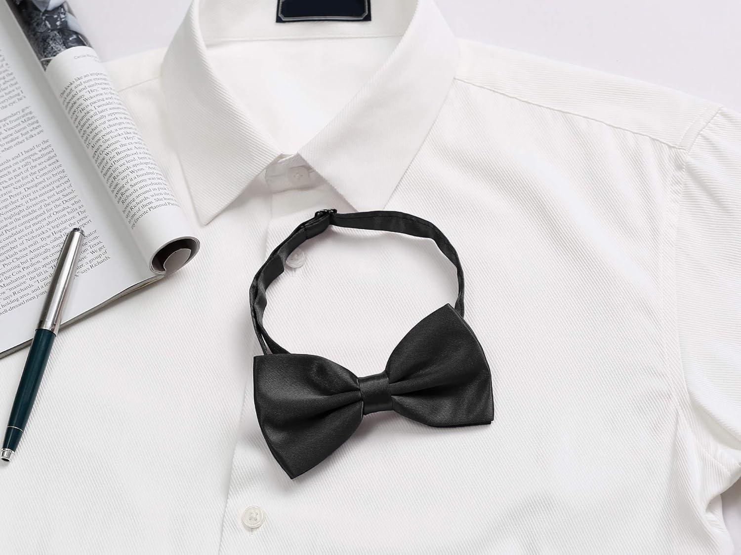 imageAllegra K Pretied Solid Adjustable Bowtie Classic Tuxedo Wedding Bow Ties for MenBlack