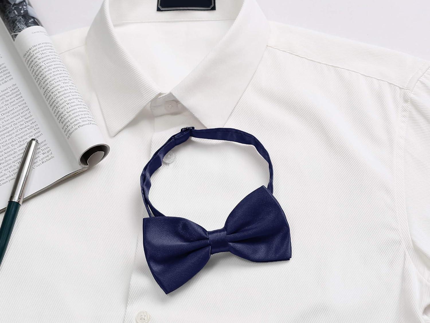 imageAllegra K Pretied Solid Adjustable Bowtie Classic Tuxedo Wedding Bow Ties for MenDark Blue