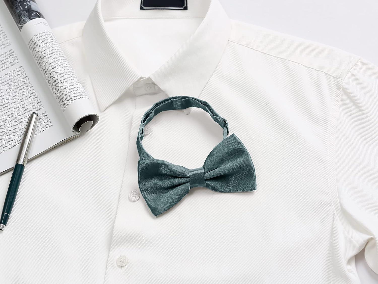 imageAllegra K Pretied Solid Adjustable Bowtie Classic Tuxedo Wedding Bow Ties for MenDark Gray