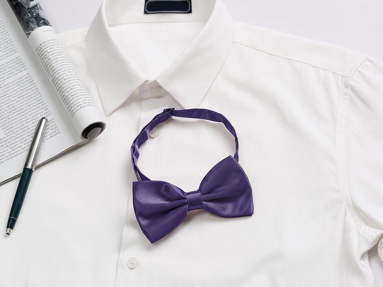 imageAllegra K Pretied Solid Adjustable Bowtie Classic Tuxedo Wedding Bow Ties for MenDeep Purple