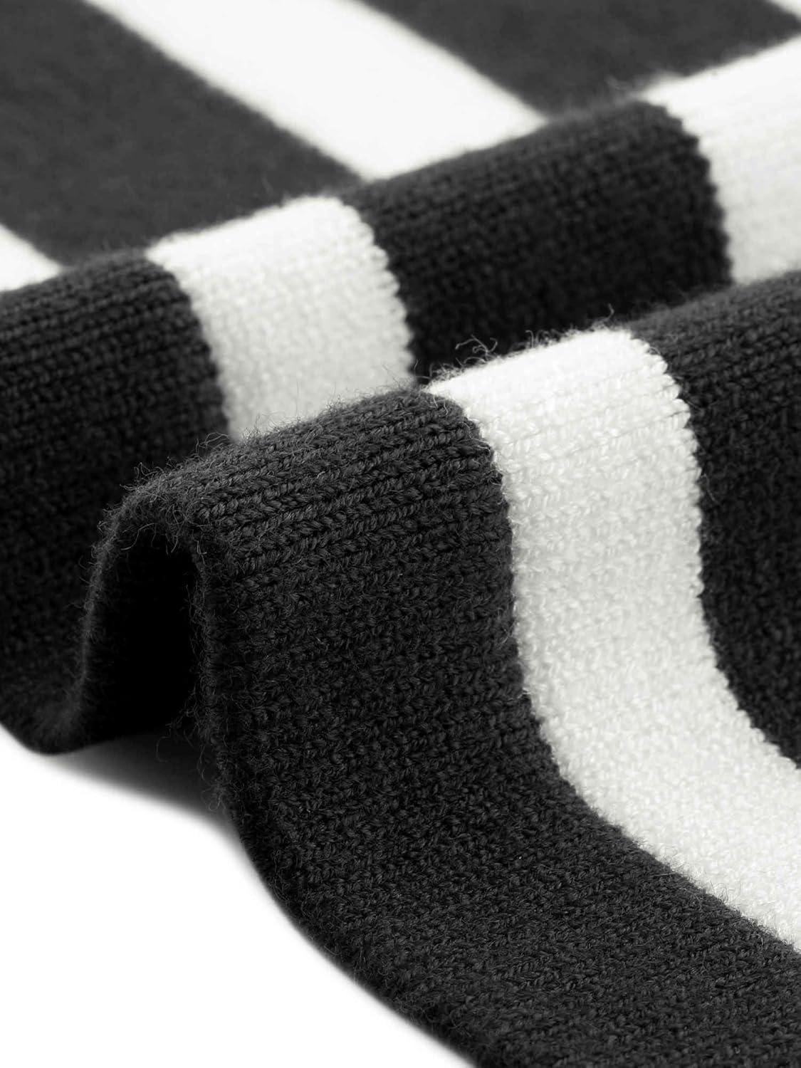 imageAllegra K Striped Cardigan Sweaters for Womens Lightweight Crew Neck Button Down Knit JacketsBlack White