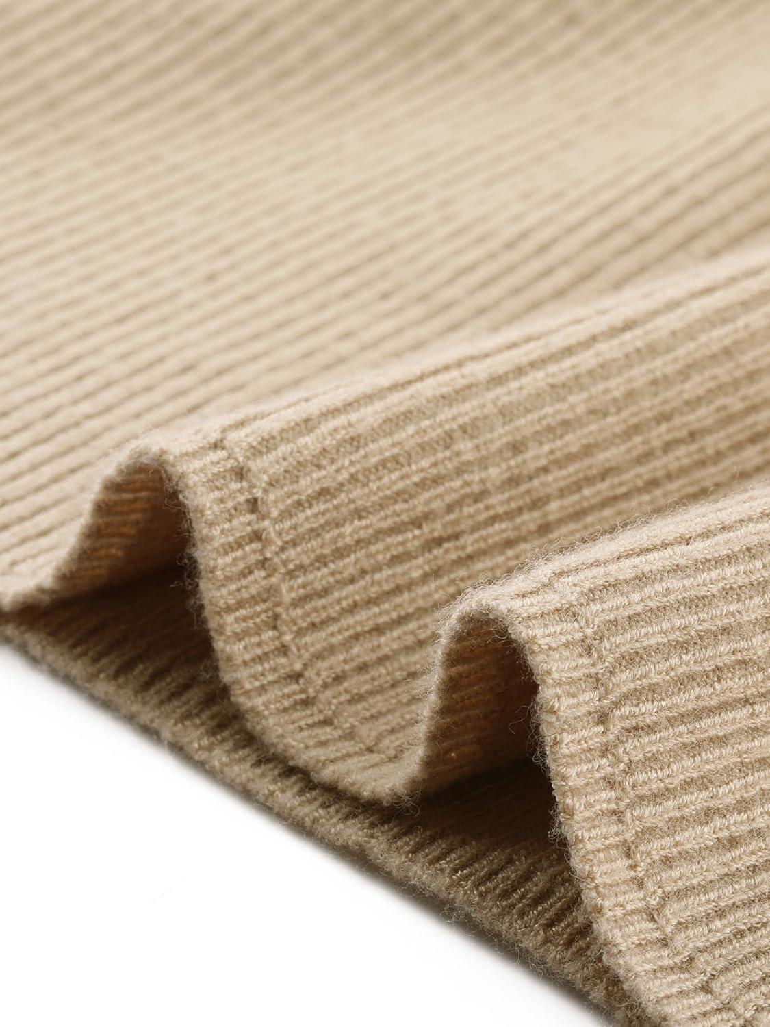 imageAllegra K Sweater Dress for Womens V Neck Long Sleeve Ribbed Knit Midi DressesBeige