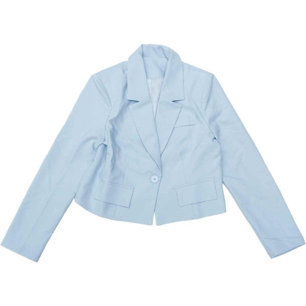 imageAllegra K Cropped Blazer for Women Notched Collar Long Sleeve Suit Jacket Business Casual BlazersLight Blue
