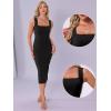 imageAllegra K Bodycon Dresses for Women Elegant Square Neck Sleeveless Waisted Ruched Tank Midi DressBlack