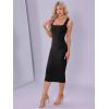 imageAllegra K Bodycon Dresses for Women Elegant Square Neck Sleeveless Waisted Ruched Tank Midi DressBlack