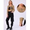 imageAllegra K Bomber Crop Jacket for Womens Sheer Mesh Lightweight Long Sleeve JacketsKhaki