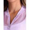 imageAllegra K Bomber Crop Jacket for Womens Sheer Mesh Lightweight Long Sleeve JacketsLight Purple