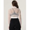 imageAllegra K Bomber Crop Jacket for Womens Sheer Mesh Lightweight Long Sleeve JacketsWhite