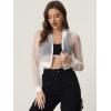 imageAllegra K Bomber Crop Jacket for Womens Sheer Mesh Lightweight Long Sleeve JacketsWhite
