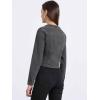 imageAllegra K Denim Jacket for Womens Collarless Button Down Crop Jean JacketsGrey