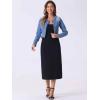 imageAllegra K Denim Jacket for Womens Collarless Button Down Crop Jean JacketsLight Blue