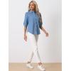 imageAllegra K Denim Shirt for Womens 34 Puff Sleeve Collar Button Down Jean ShirtsBlue