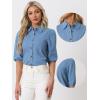 imageAllegra K Denim Shirt for Womens 34 Puff Sleeve Collar Button Down Jean ShirtsBlue