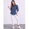 imageAllegra K Denim Shirt for Womens 34 Puff Sleeve Collar Button Down Jean ShirtsDark Blue