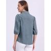 imageAllegra K Denim Shirt for Womens 34 Puff Sleeve Collar Button Down Jean ShirtsGray Blue