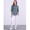 imageAllegra K Denim Shirt for Womens 34 Puff Sleeve Collar Button Down Jean ShirtsGray Blue