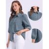 imageAllegra K Denim Shirt for Womens 34 Puff Sleeve Collar Button Down Jean ShirtsGray Blue