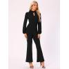 imageAllegra K Dressy Jumpsuits for Womens Long Sleeve High Waist Elegant Party Bell Bottom Pants JumpsuitBlack