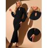 imageAllegra K Dressy Jumpsuits for Womens Long Sleeve High Waist Elegant Party Bell Bottom Pants JumpsuitBlack