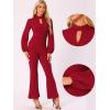 imageAllegra K Dressy Jumpsuits for Womens Long Sleeve High Waist Elegant Party Bell Bottom Pants JumpsuitRed