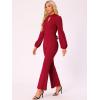 imageAllegra K Dressy Jumpsuits for Womens Long Sleeve High Waist Elegant Party Bell Bottom Pants JumpsuitRed