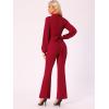 imageAllegra K Dressy Jumpsuits for Womens Long Sleeve High Waist Elegant Party Bell Bottom Pants JumpsuitRed