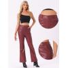 imageAllegra K Faux Leather Casual Pant for Womens High Waist Bell Bottom Flared Long PU TrouserBurgundy